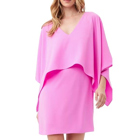 Trina Turk $298 Azzurra Layered Cape Minidress in Piazza Pink Size XS - Picture 2 of 7